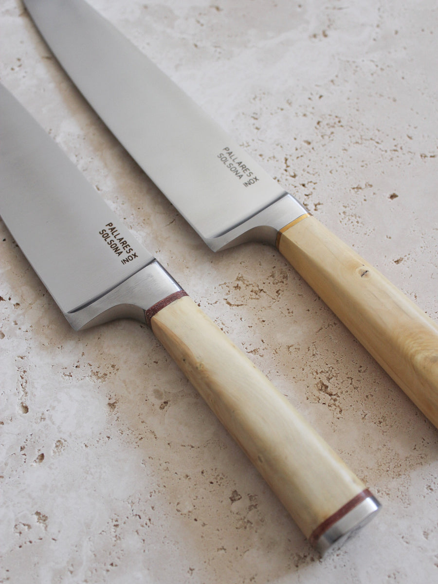 chef's knife - stainless steel blade with boxwood handle - multiple sizes - ezu studio