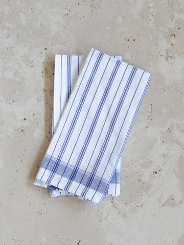cotton napkins - white with blue stripe - set of 2 - ezu studio
