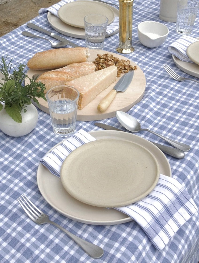 cotton tablecloth - blue check - multiple sizes