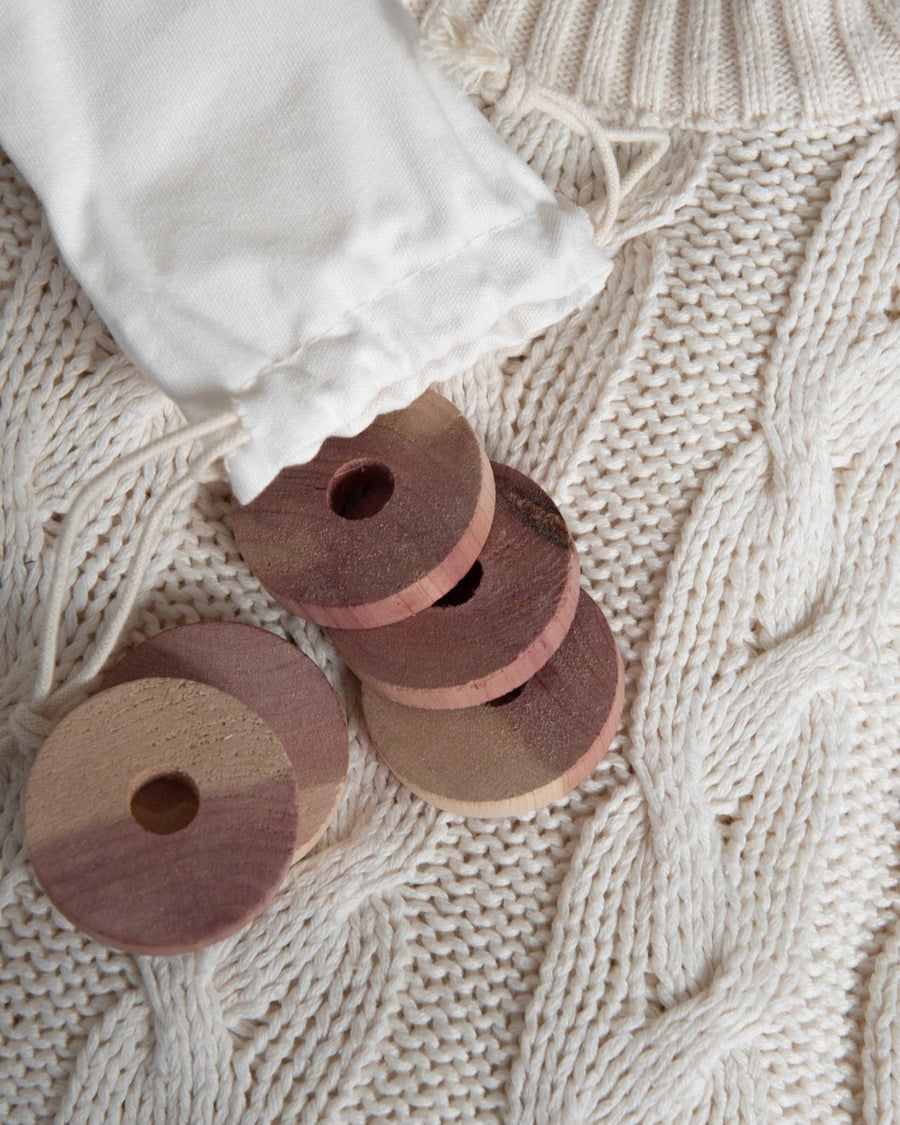 cedar discs in organic cotton bag - ezu studio