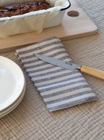linen napkins - blue white striped - set of 2 - ezu studio
