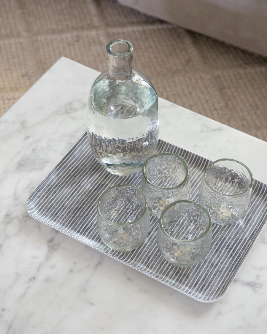 linen serving tray - grey striped - medium - ezu studio