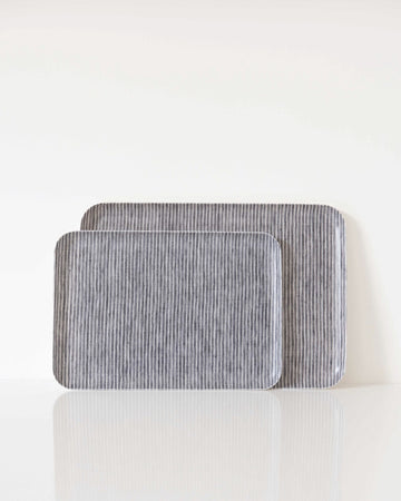 linen serving tray - grey striped - two sizes - ezu studio