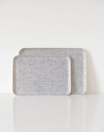 linen serving tray - light grey check - multiple sizes - ezu studio