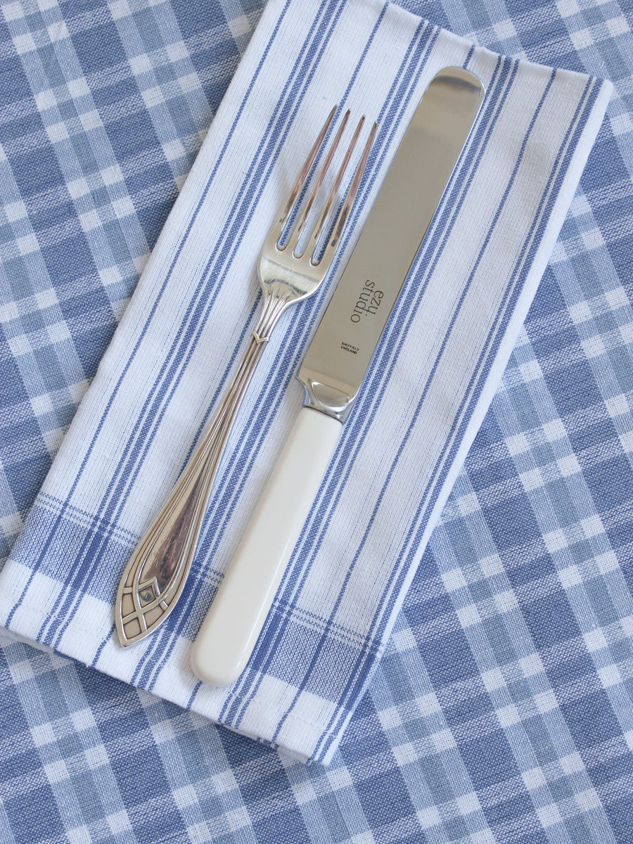 cotton napkins - white with blue stripe - set of 2 - ezu studiocotton napkins - white with blue stripe - set of 2 - ezu studio