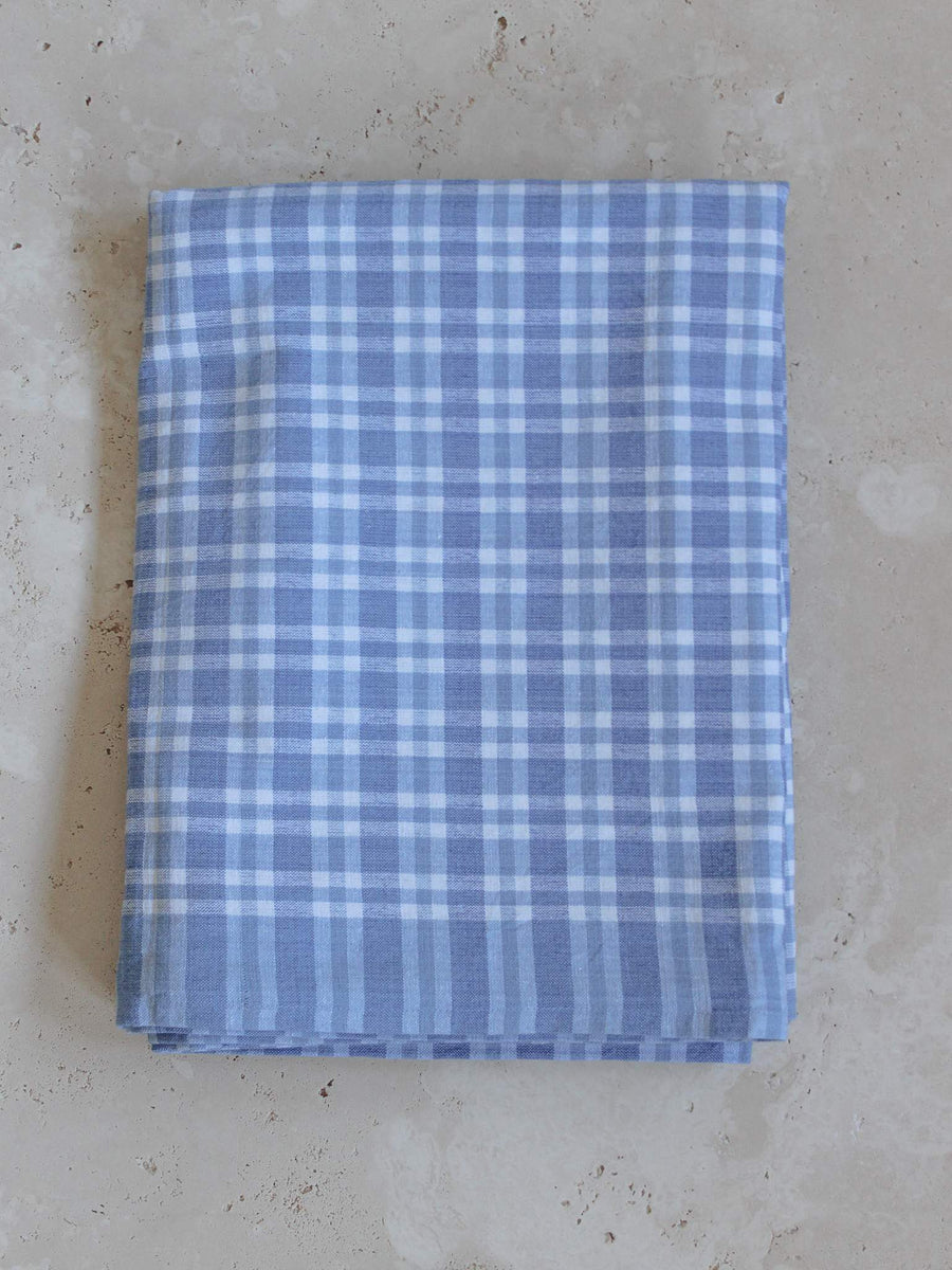 cotton tablecloth - blue check - multiple sizes - ezu studio