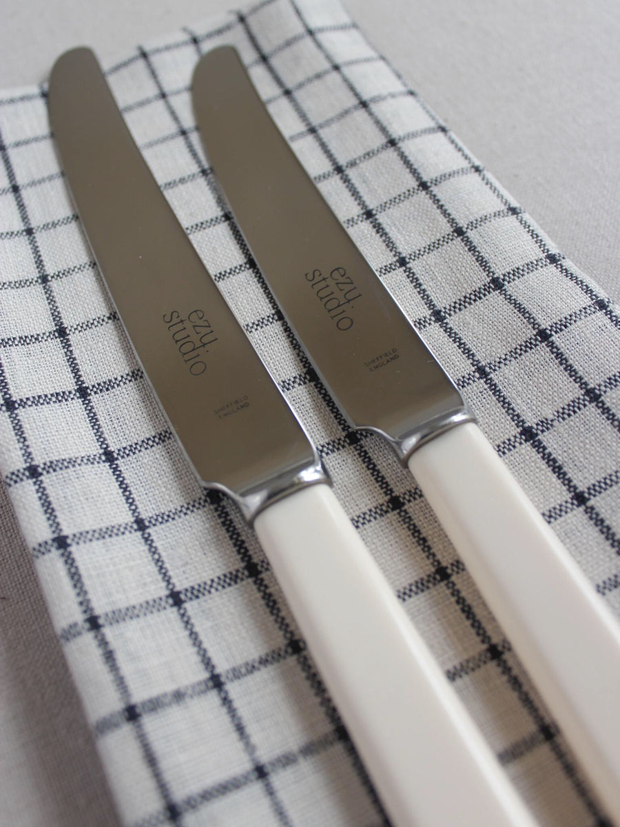 cream handled knife - pointed blade - multiple sizes