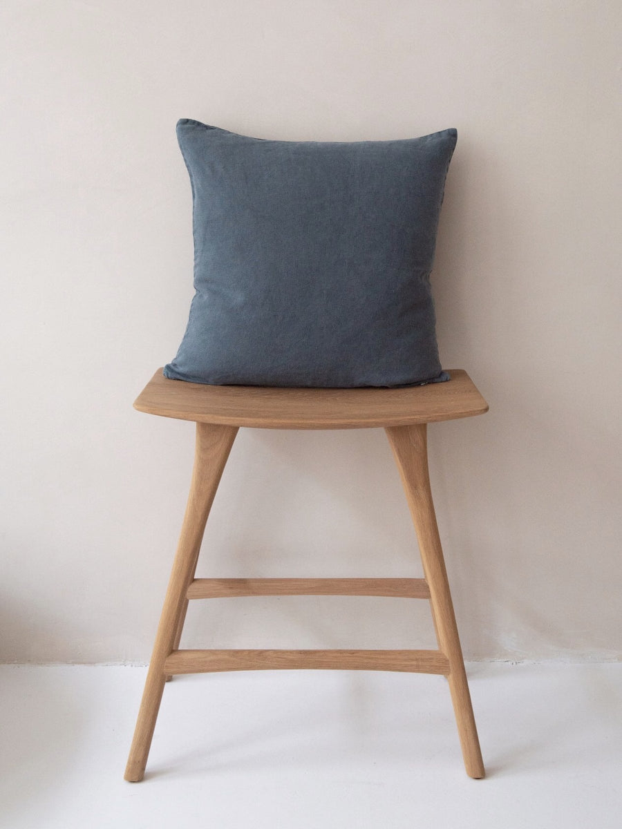 linen cushion cover - steel blue - square (50x50cm) - ezu studio