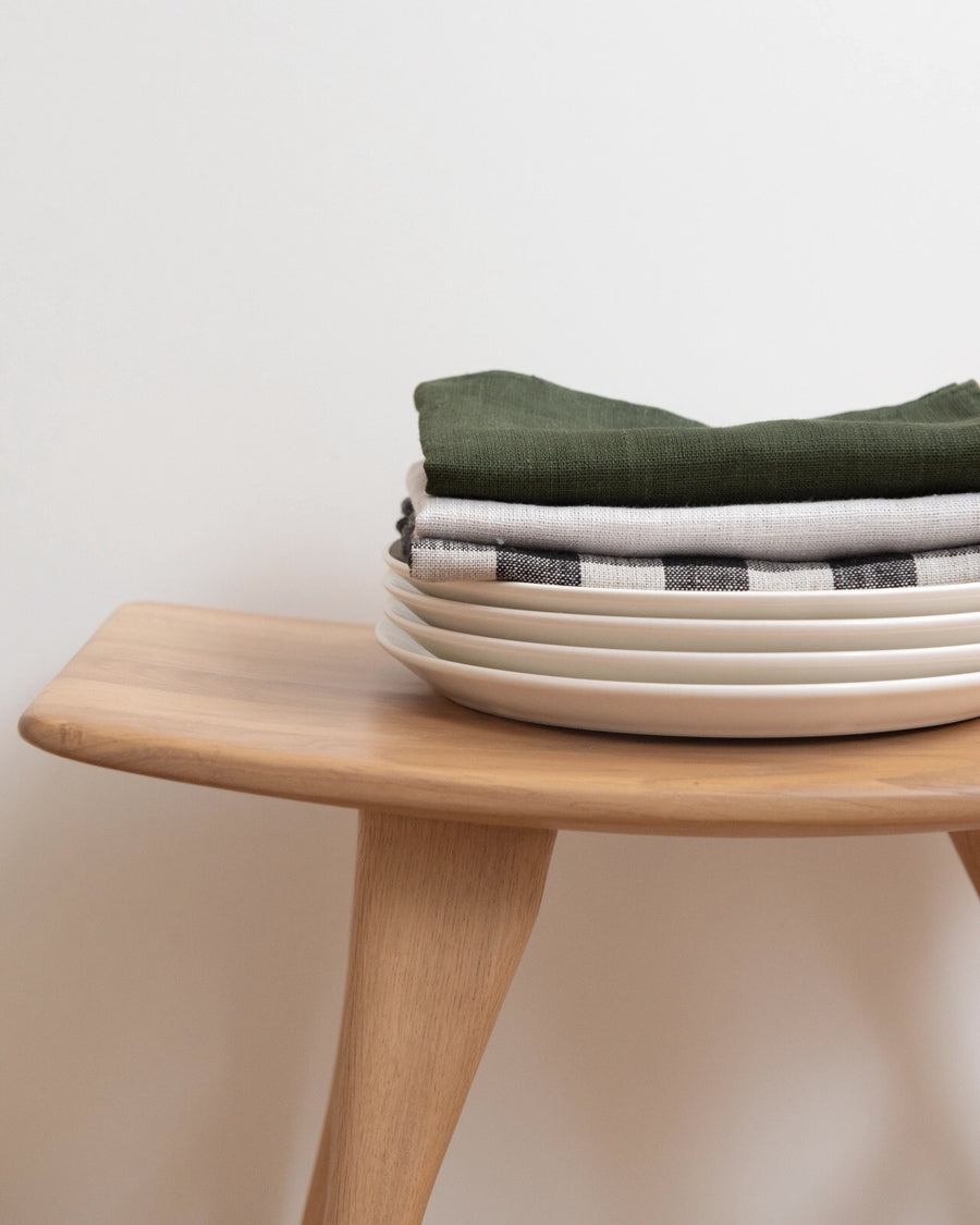 kitchen towel - linen - moss green - ezu studio