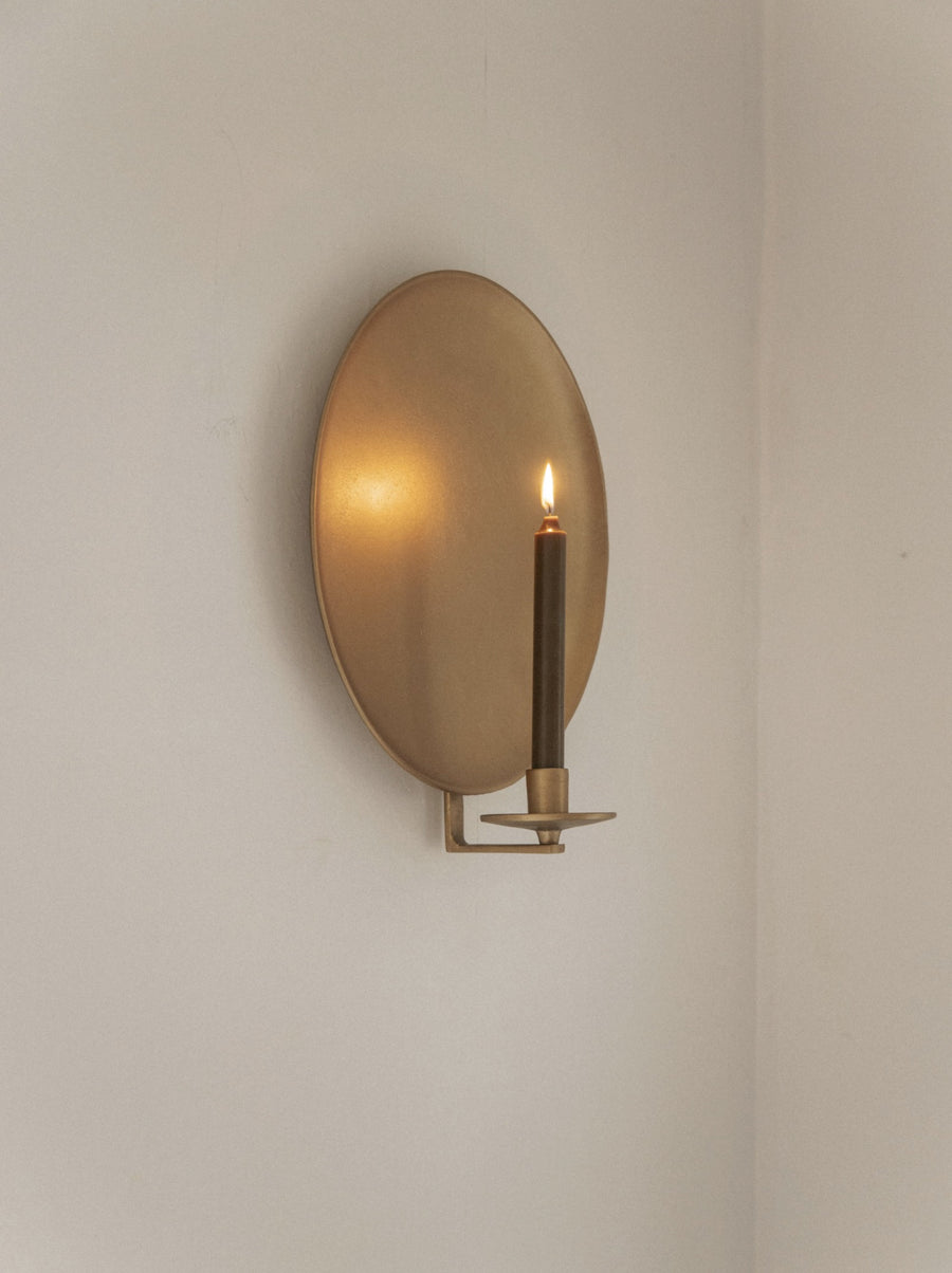 wall candle holder - round - brass
