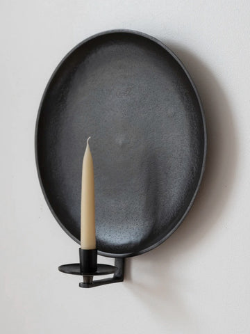 wall candle holder - round - iron