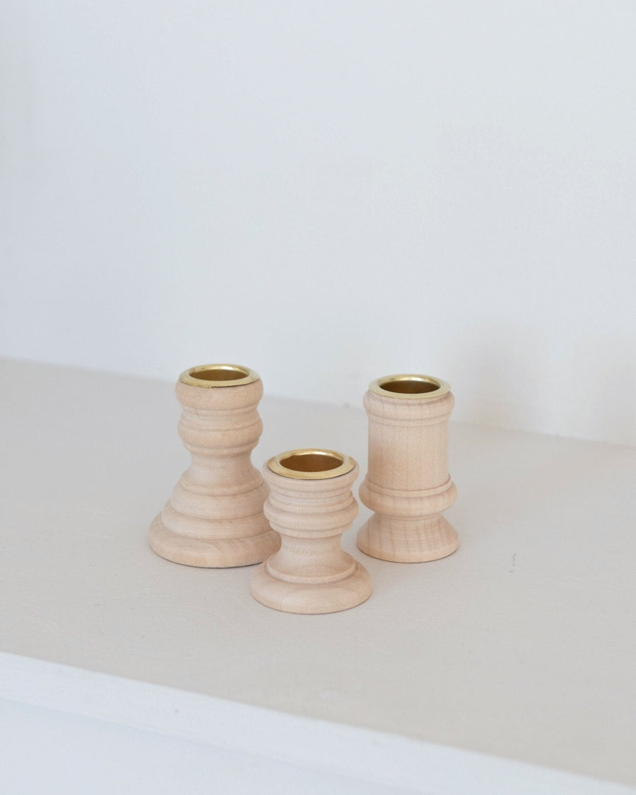 wooden candle holders - set of 3